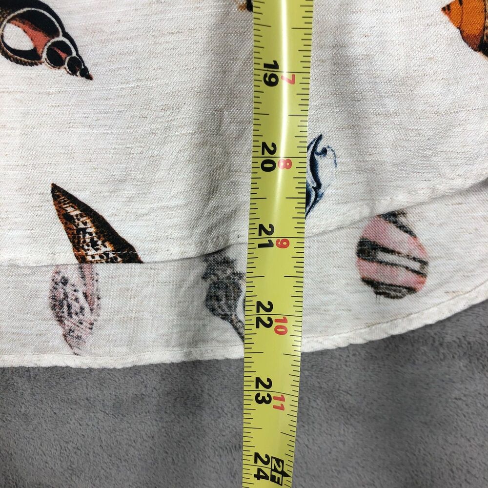 Jane & Delancey Button Down Shirt Size Large Linen Blend Seashell Print Coastal - Picture 6 of 8